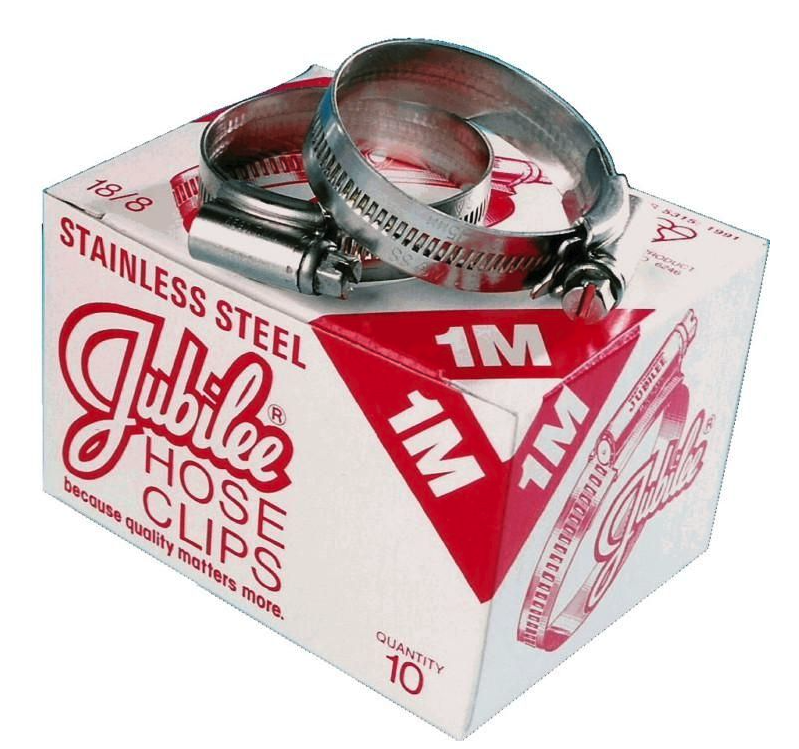 A box of stainless steel Jubilee clips